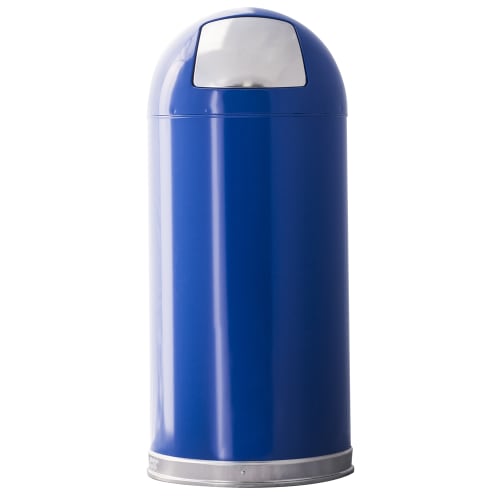 Witt Industries® 15 Gallon Dome Push Top Waste Receptacle with Galvanized Liner, Blue